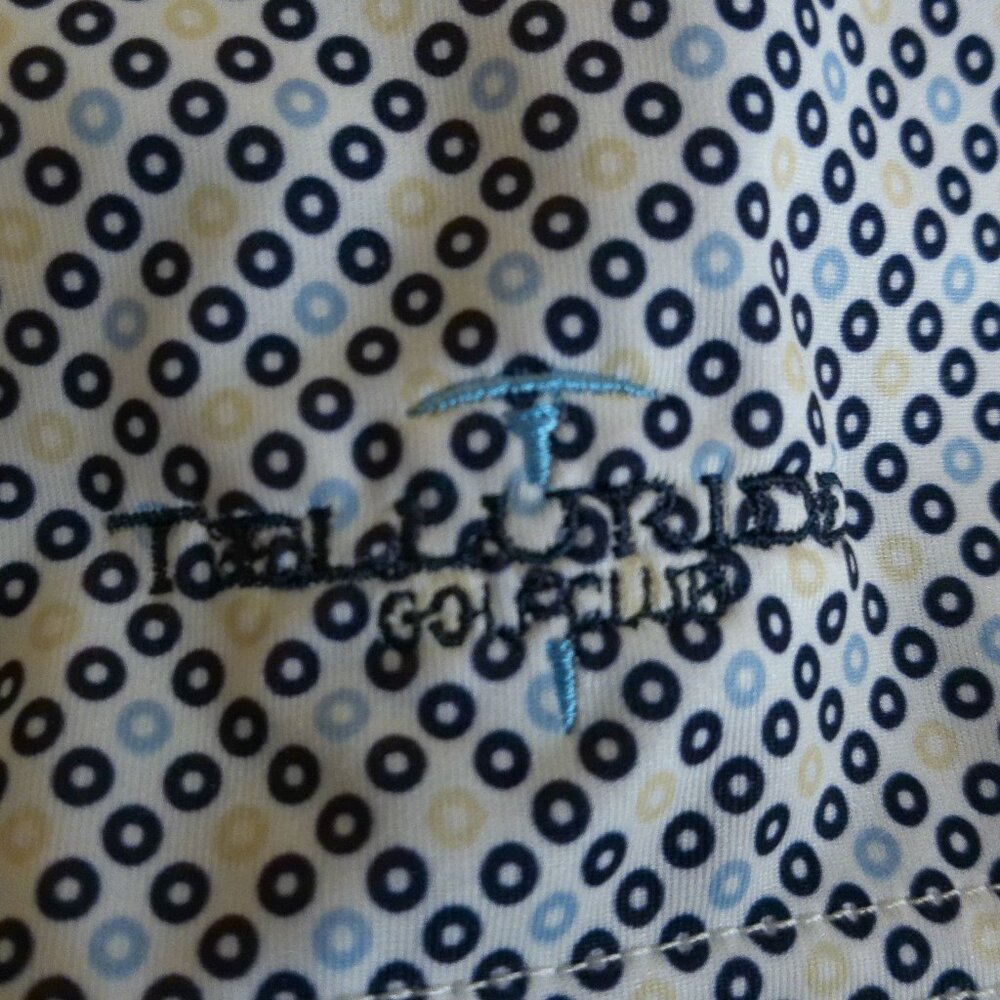 FootJoy Men’s Golf Polo Shirt Blue Pattern TPC Golf Club Logo Performance Size L - Picture 5 of 5